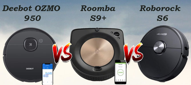 Deebot OZMO 950 vs. Roborock S6 vs. Roomba S9+